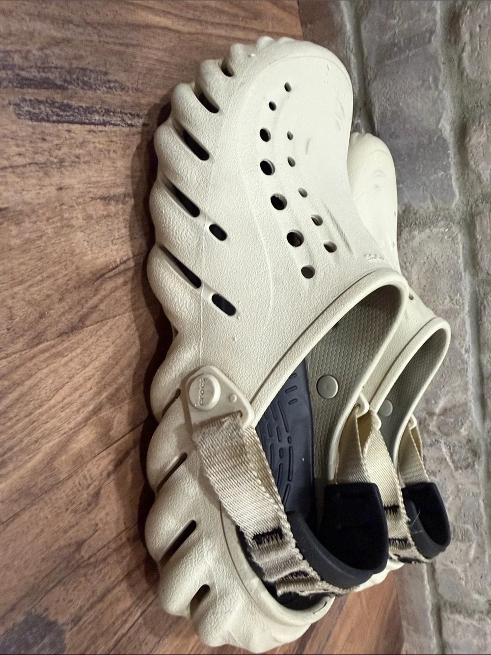CROCS Beige Ventilated Clog with Heel Strap